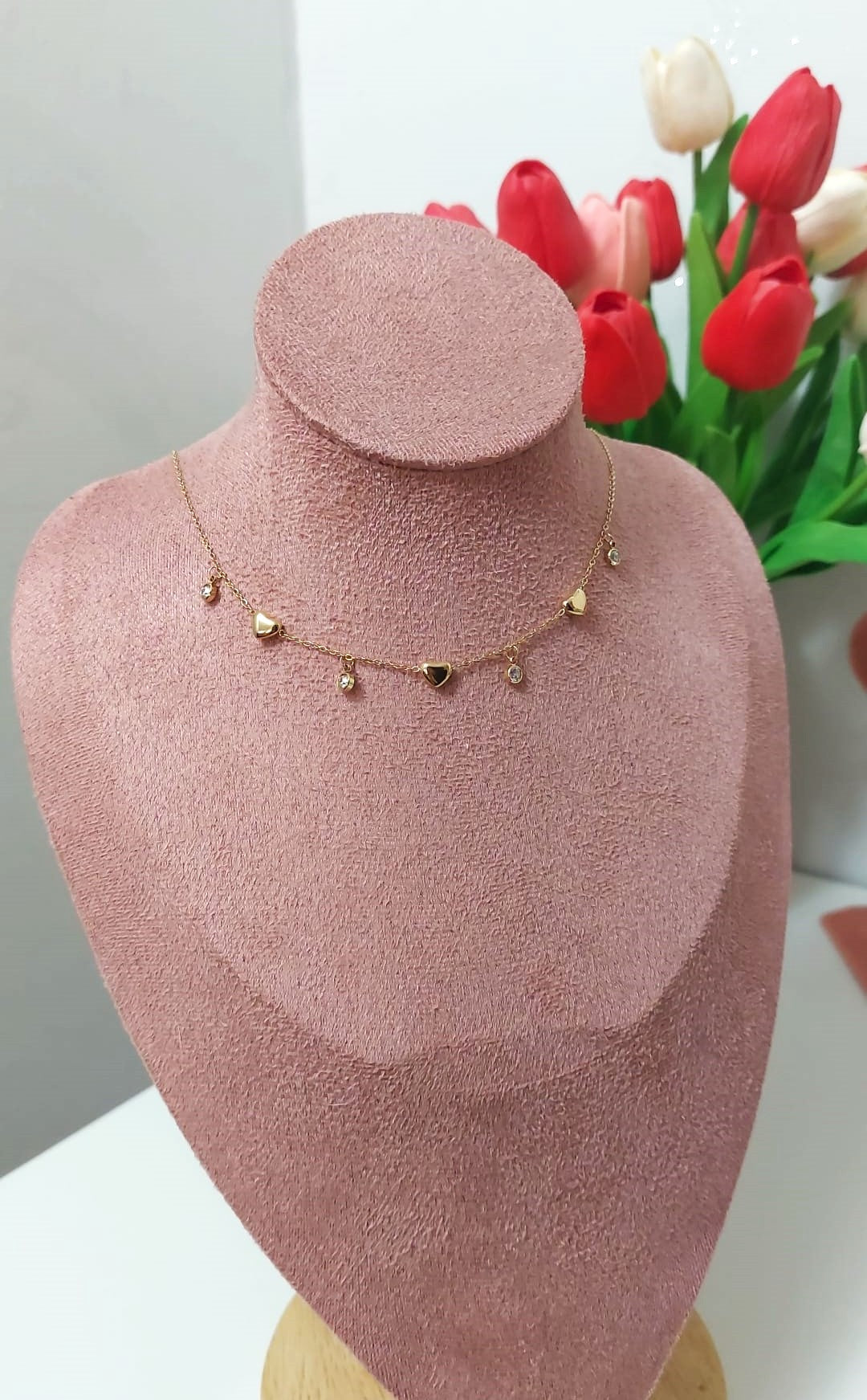 Collana Charmi Cuoricini Gold