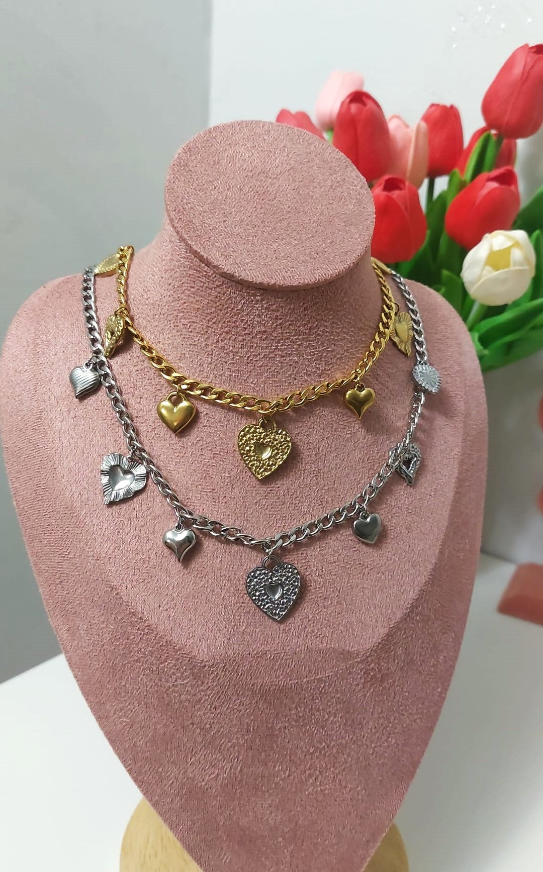 Collana Cuori Charm gold