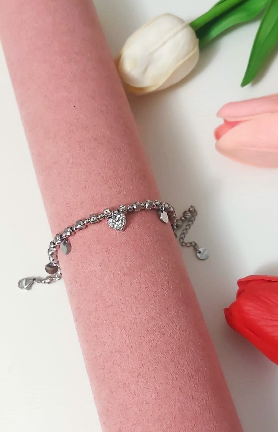 Bracciale CUORICINI Sfere silver