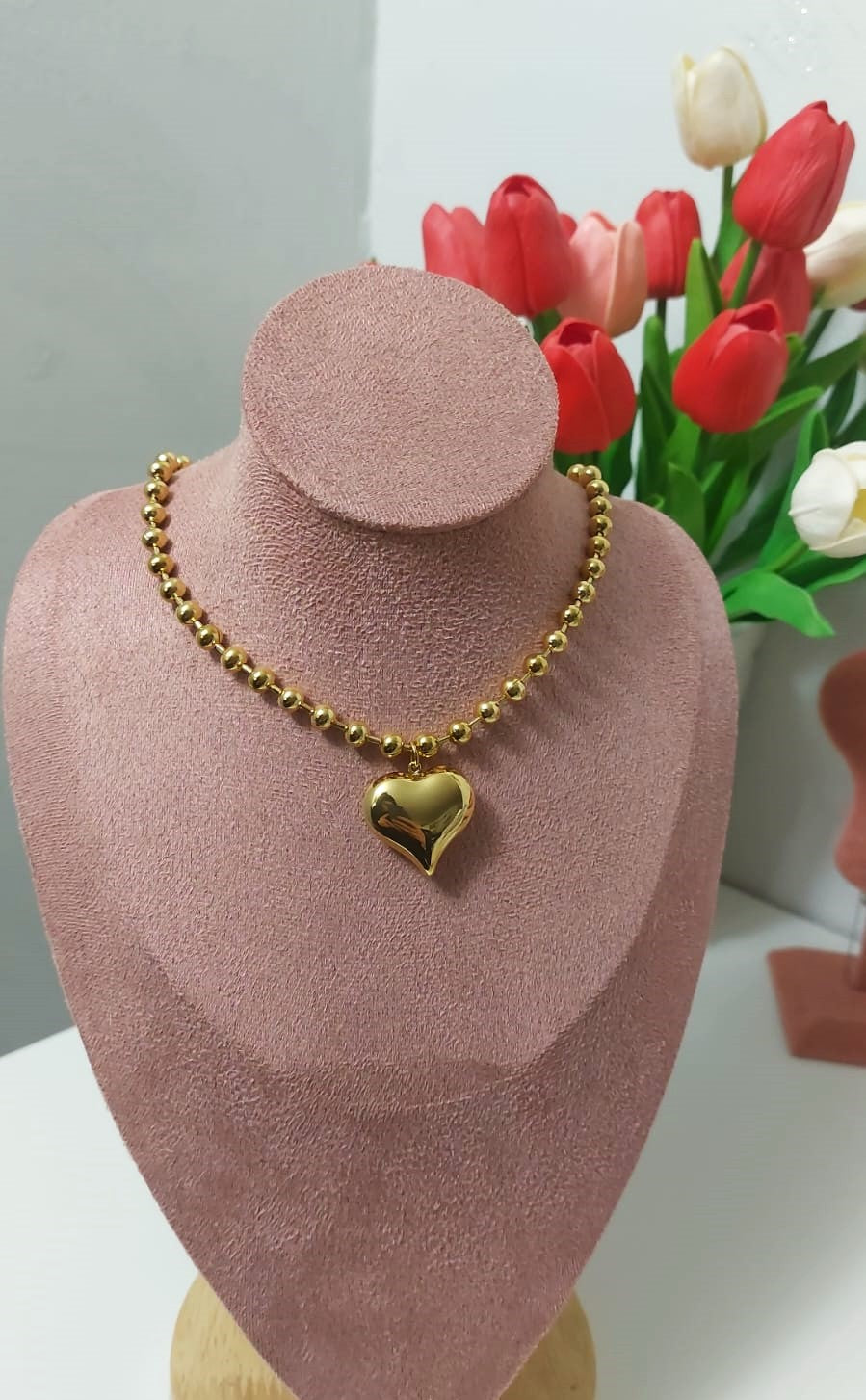 Collana Big Cuore Sfere Gold