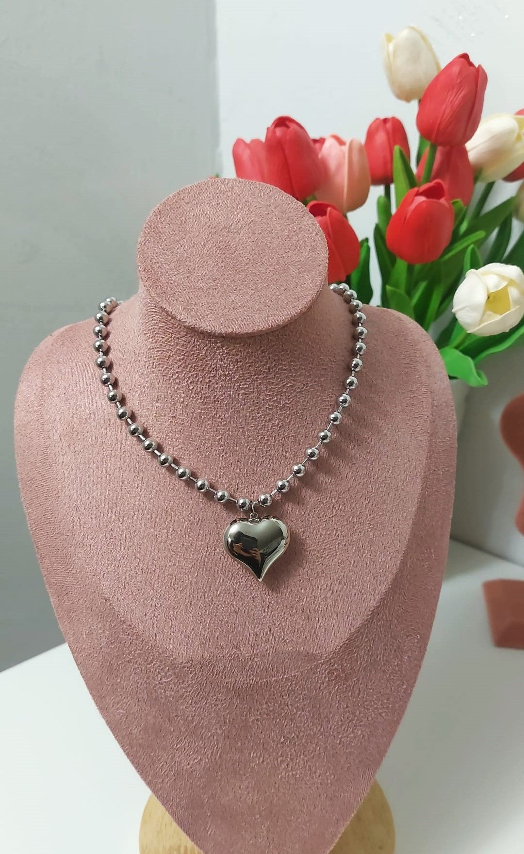 Collana Big Cuore Sfere Silver