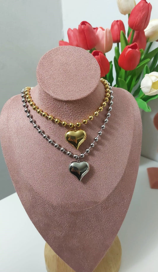 Collana Big Cuore Sfere Silver
