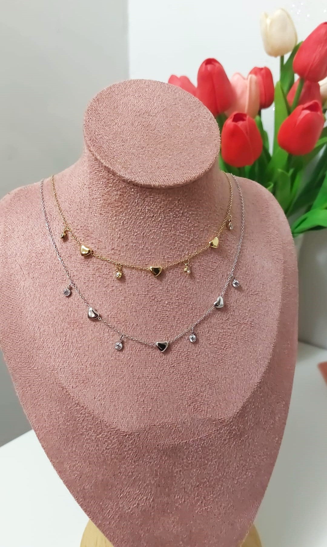 Collana Charmi Cuoricini Gold