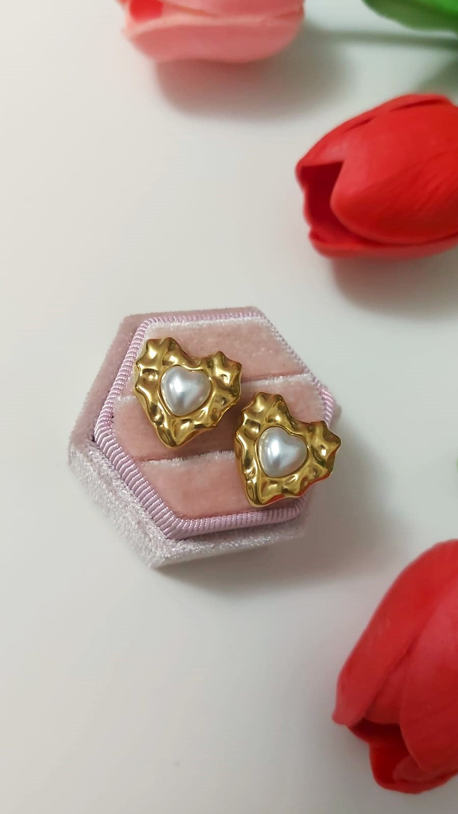 Orecchini Martellati Cuore/Perla