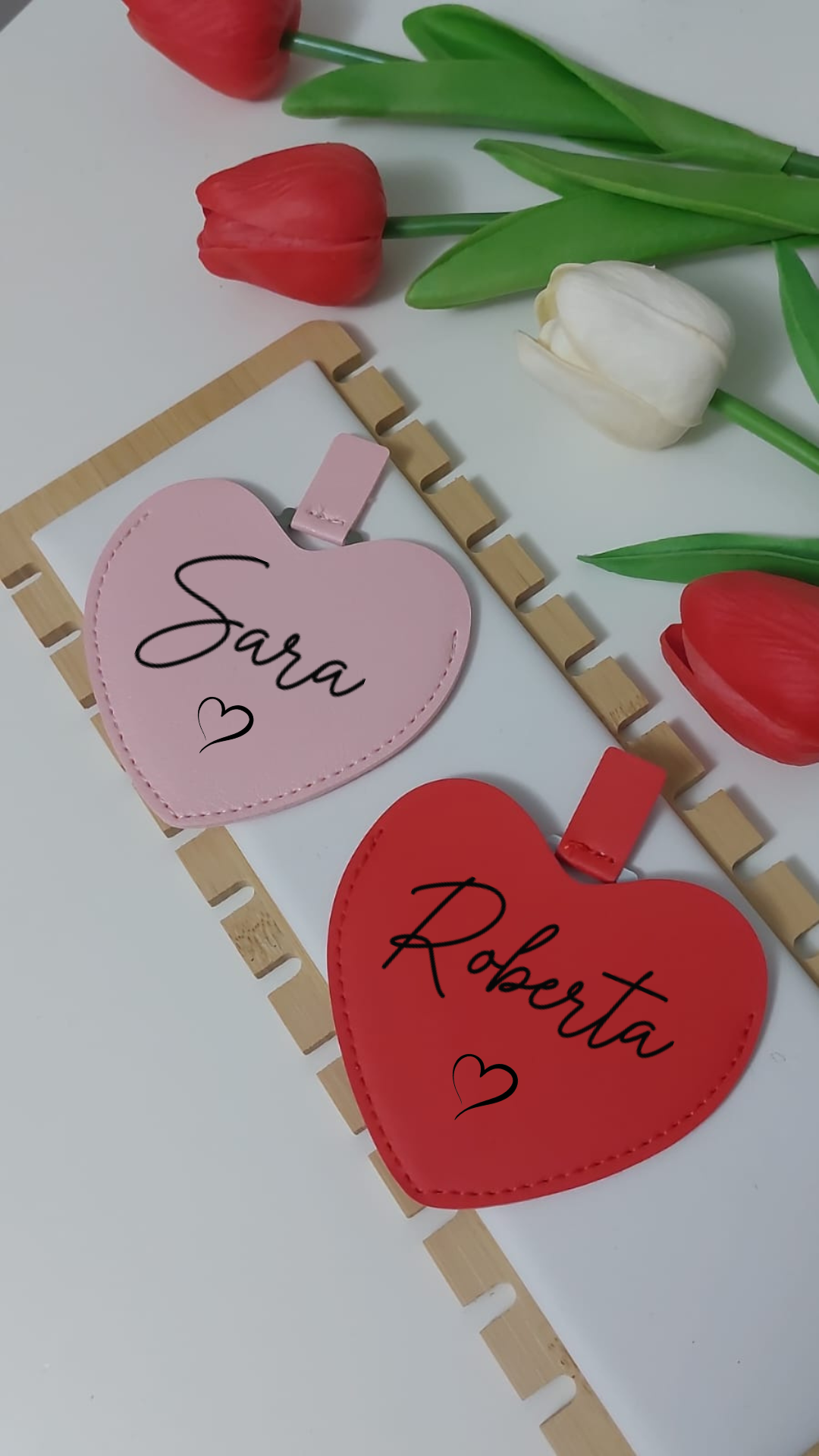 SPECCHIETTO CUORE IN ECOPELLE