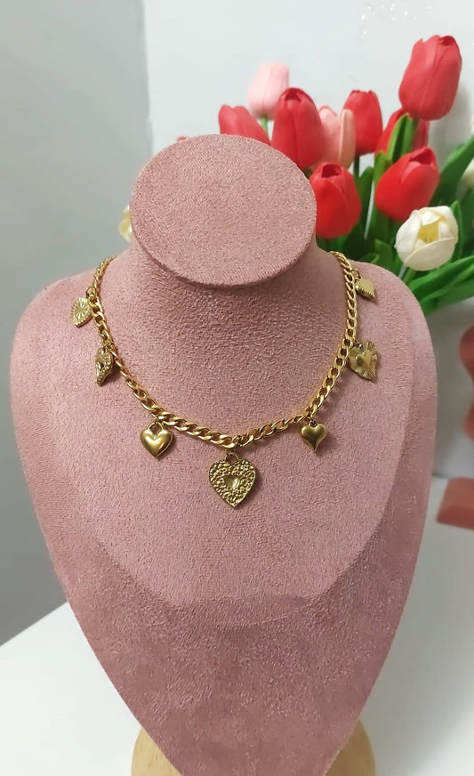 Collana Cuori Charm gold