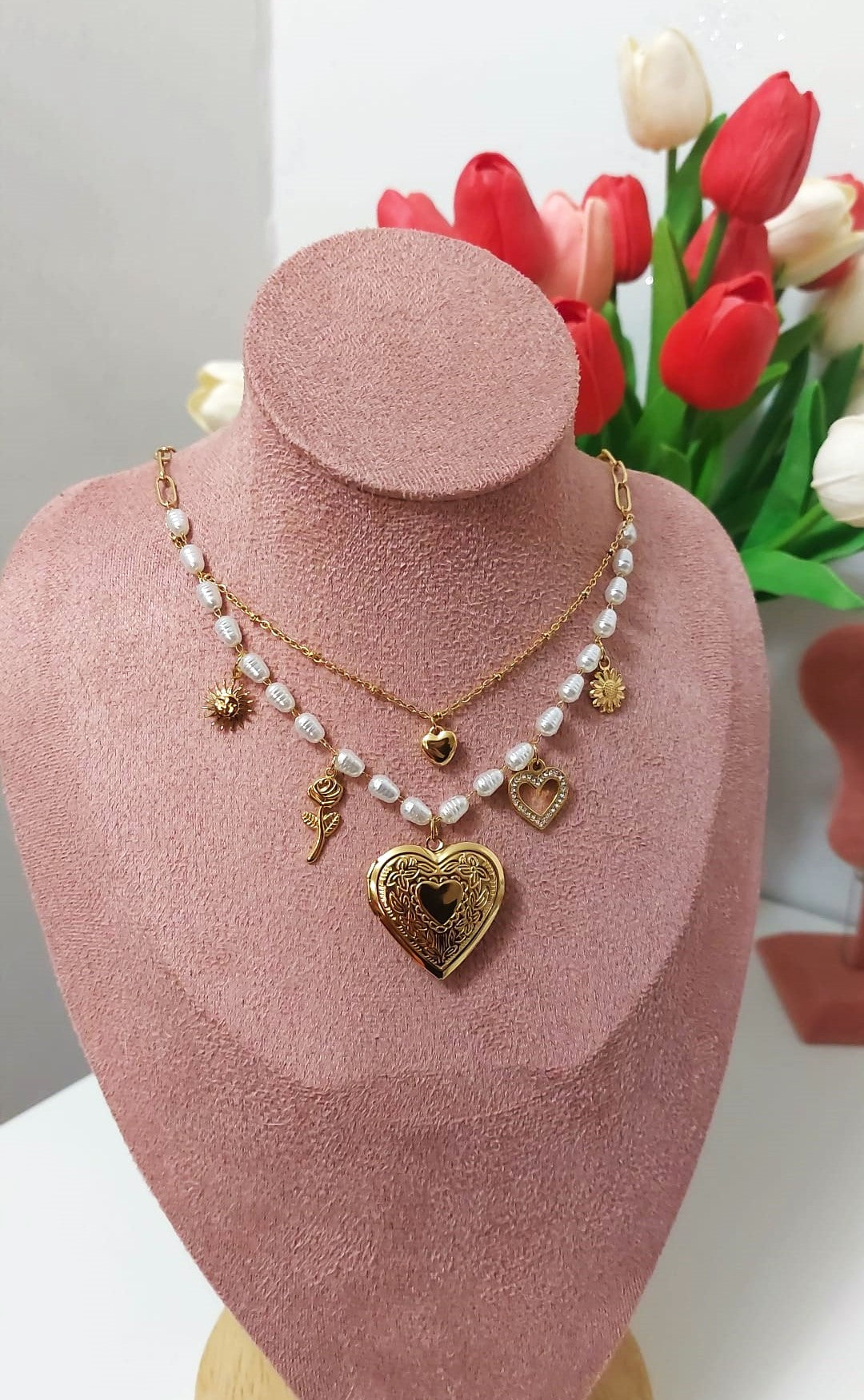 Collana doppia  Big cuore  gold
