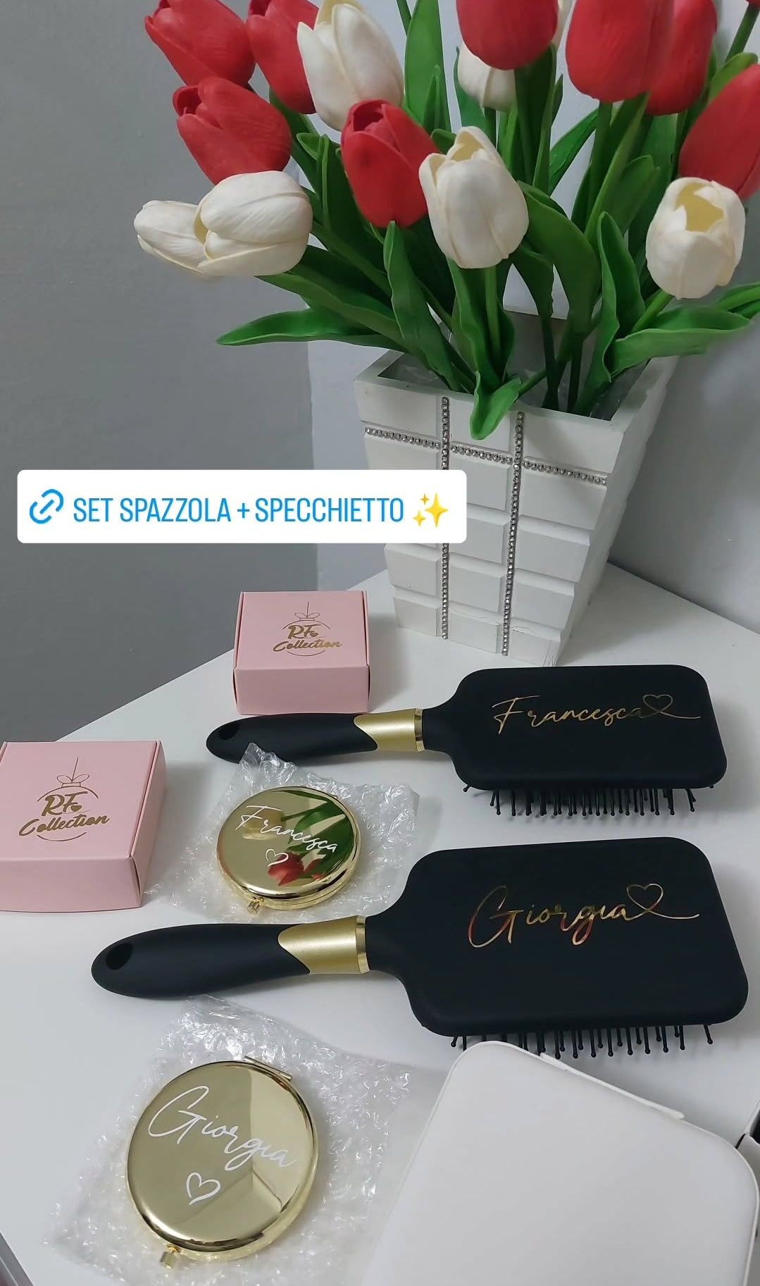 Set oro Spazzola + specchietto