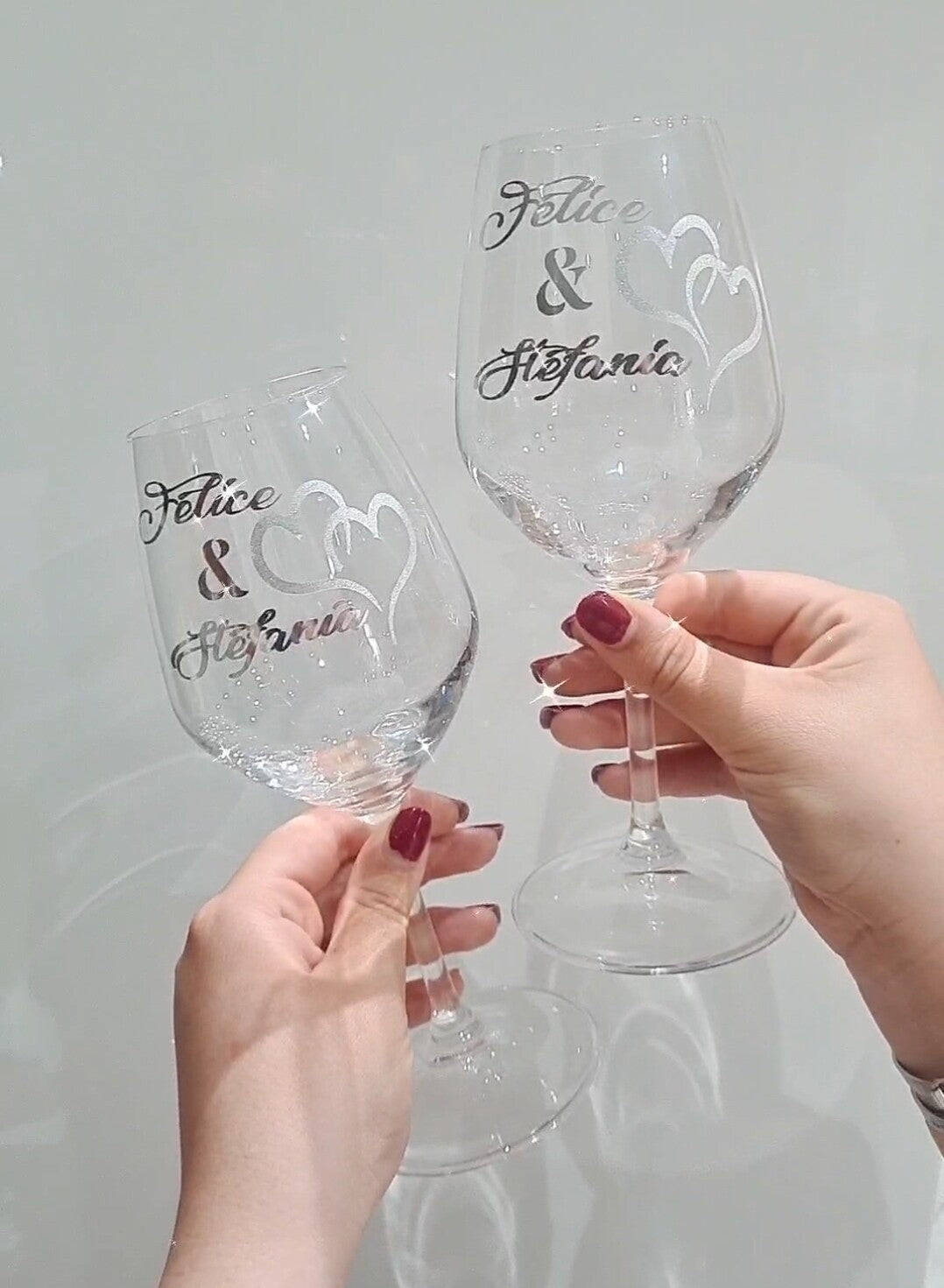 Coppia Calici Vino Personalizzati Con Incisione - Idea Regalo Per Anniversari E Matrimoni - Foto 12